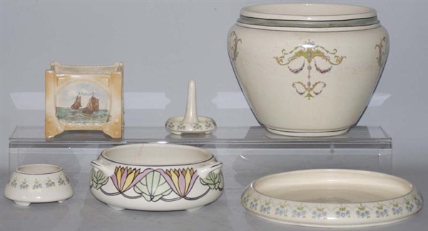 LOT OF 6: ROSEVILLE CREAMWARE PIECES.             