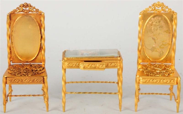 LOT OF 3: GOLD GILDED CHILDS FURNITURE PIECES.   