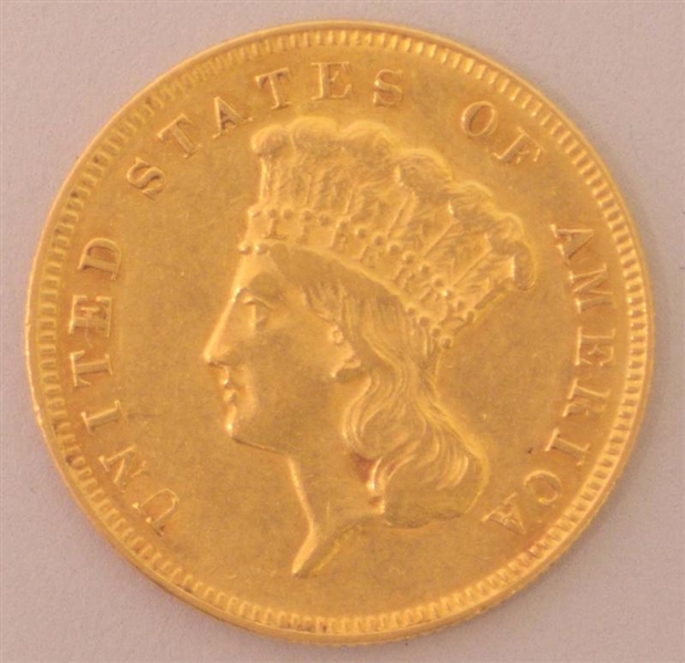 1878 3 DOLLAR GOLD COIN.                          