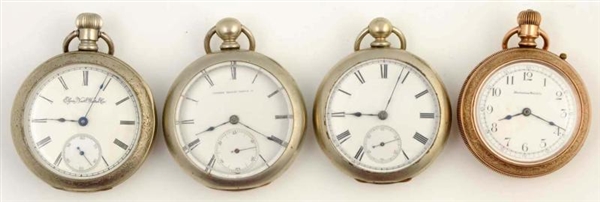LOT OF 4: OPEN FACE POCKET WATCHES.               