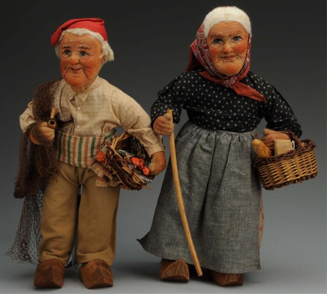 LOVELY PAIR OF CLOTH CHARACTER DOLLS.             