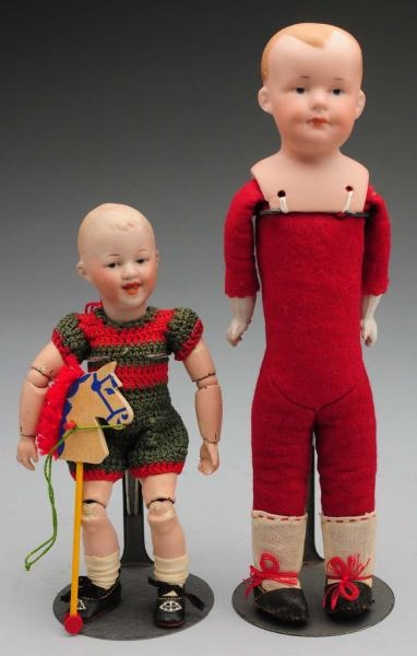 LOT OF 2 BISQUE CHARACTER DOLLS.                  