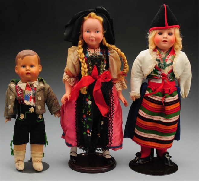 LOT OF 3: CELLULOID DOLLS.                        