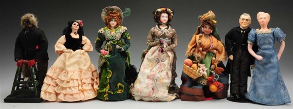 LOT OF 7: MOSTLY CHARACTER DOLLS.                 
