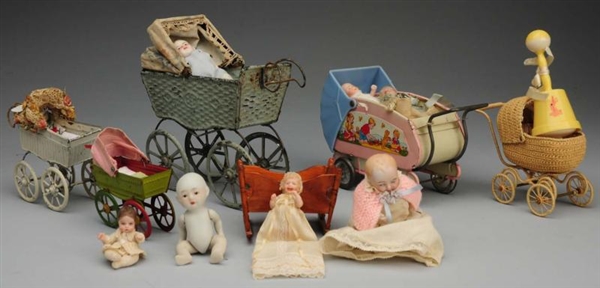 LOT OF BABIES AND CARRIAGES.                      