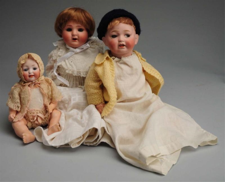 LOT OF 3: BISQUE BABY DOLLS.                      