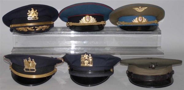 LOT OF 6: POLICE AND MILITARY HATS.               