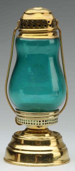 SKATERS LANTERN WITH LIGHT GREEN GLASS.          