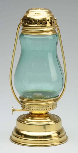 SKATERS LANTERN WITH VERY LIGHT GREEN GLASS.     