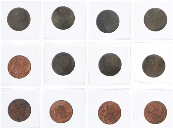 LOT OF 11: EARLY LARGE CENT COINS.                