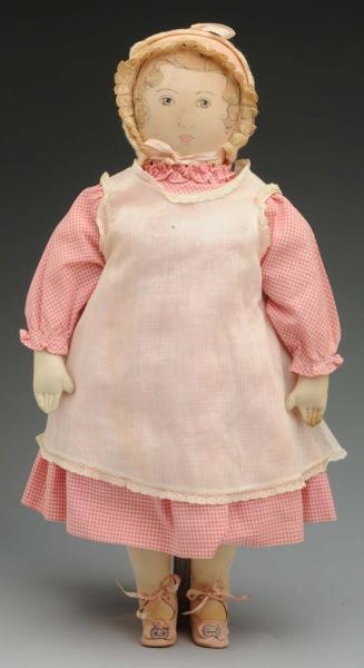 VINTAGE MORAVIAN CLOTH “POLLY HECKEWELDER" DOLL.  