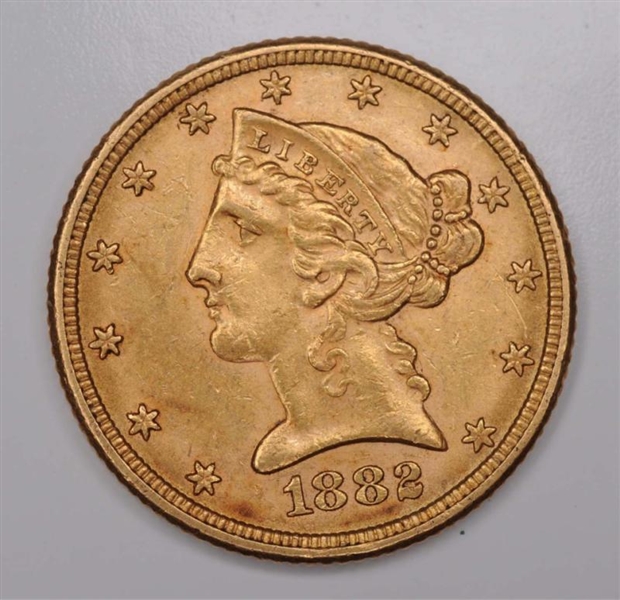 $5 1882 GOLD LIBERTY COIN.                        