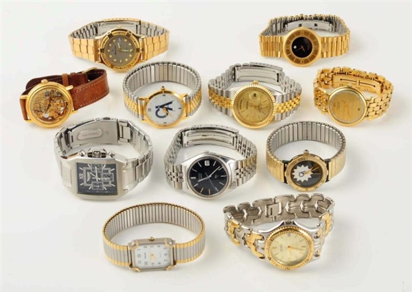 LOT OF 11: ASSORTED MENS WATCHES.                
