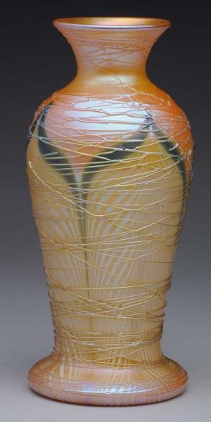 DURAND GOLD LUSTRE OPAL VASE WITH THREADING.      