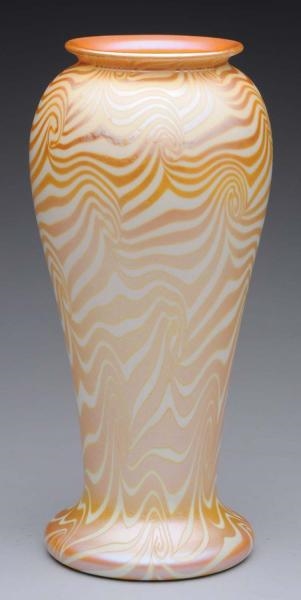 DURAND GOLD & WHITE LUSTRE VASE WITH COIL PATTERN 