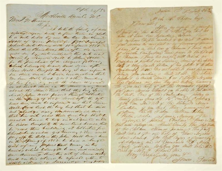 LOT OF CONFEDERATE LETTERS INVOLVING SLAVE ISSUES 