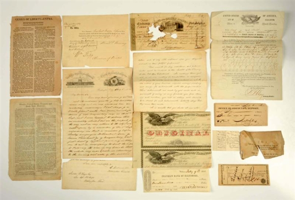 LOT OF ASSORTED 1800S PAPER ITEMS.                