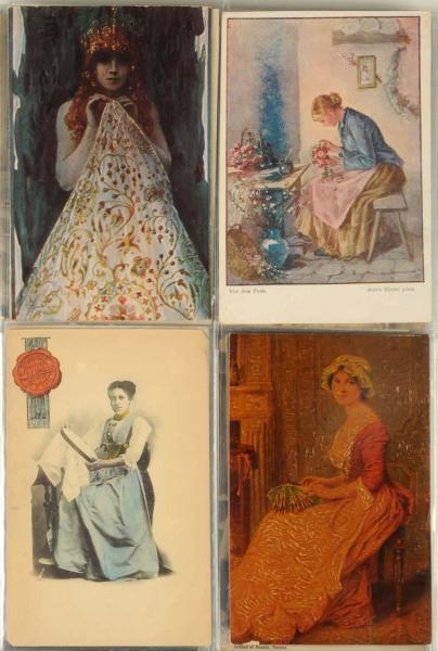 LOT OF 84: LACE MAKERS & LADY POSTCARDS.          