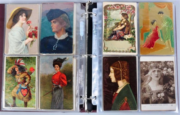 LOT OF 129: ARTISTIC LADY POSTCARDS.              
