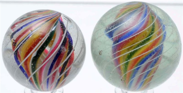 LOT OF 2: DIVIDED CORE SWIRL MARBLES.             