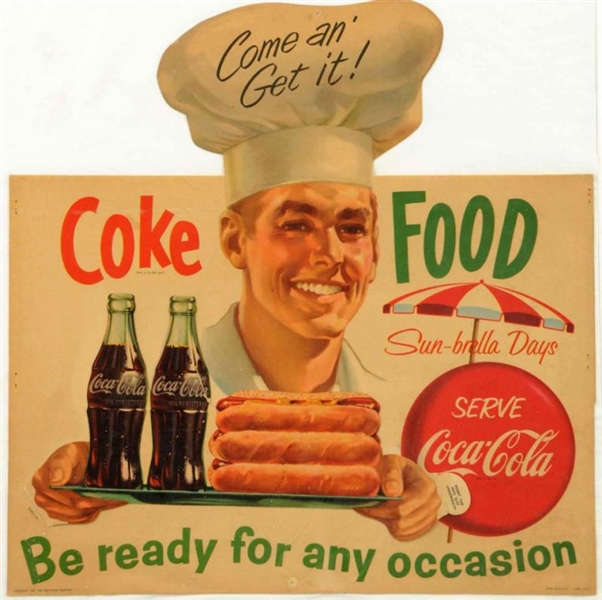 1957 COCA-COLA HEAVY PAPER CUTOUT SIGN.           