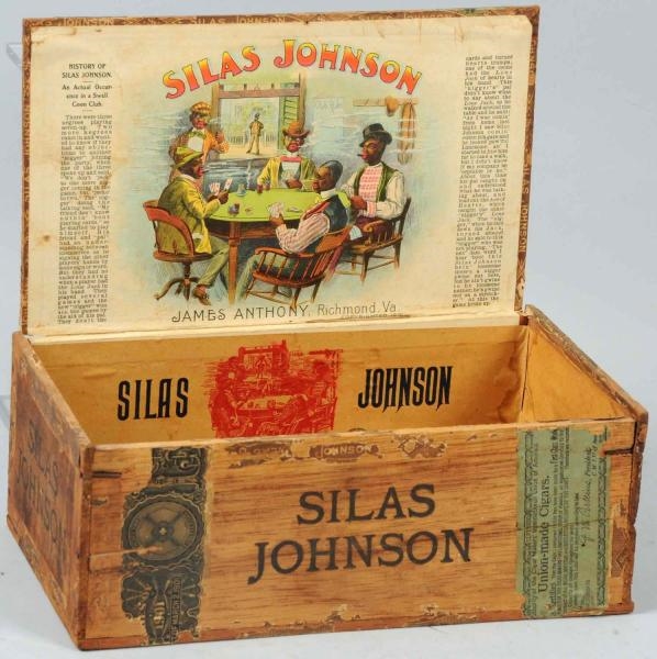 SILAS JOHNSON WOOD CIGAR BOX 1901.                
