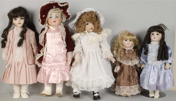LOT OF 5: BISQUE ARTIST REPRODUCTION DOLLS.       