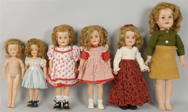 LOT OF 6: PLASTIC SHIRLEY TEMPLES DOLLS.          