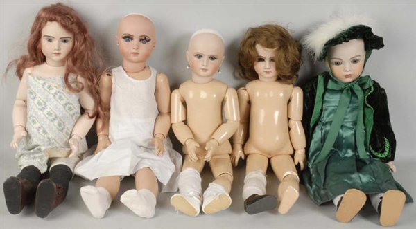 LOT OF 5: ARTIST BISQUE REPRODUCTION DOLLS.       