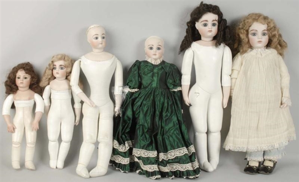 LOT OF 6: ARTIST BISQUE REPRODUCTION DOLLS.       