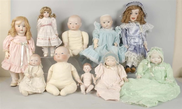 LOT OF 9: ARTIST BISQUE REPRODUCTION DOLLS.       