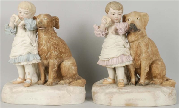 LOT OF 2: "DONT BE GREEDY" BISQUE FIGURINES.     