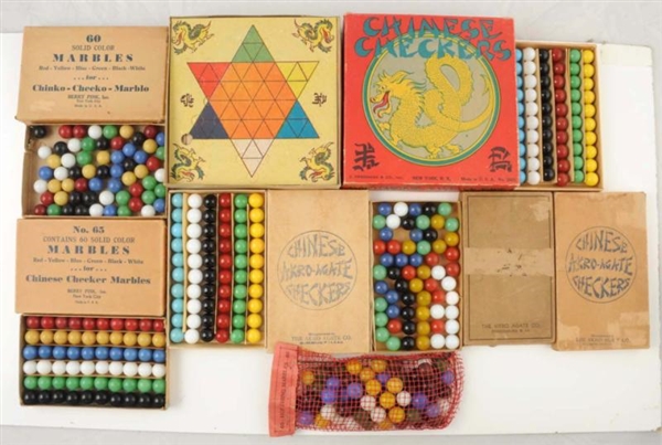 LOT OF 5: CHINESE CHECKERS SETS.**                