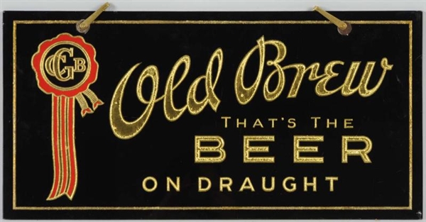 OLD BREW BEER REVERSE ON GLASS ADVERTISEMENT.     
