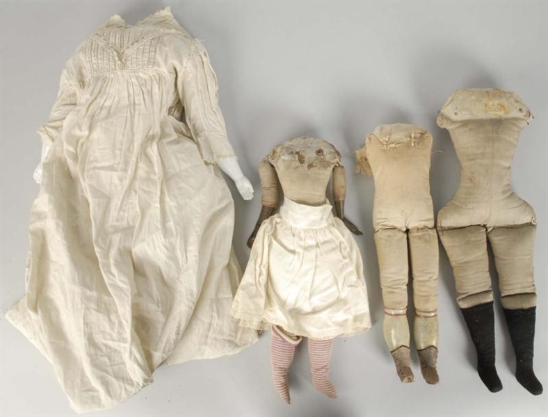 LOT OF 4: ASSORTED ANTIQUE CLOTH BODIES.          