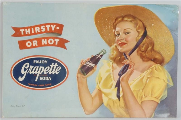 CARDBOARD THIRSTY OR NOT GRAPETTE SIGN.           