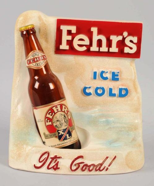 FEHRS ICE COLD ADVERTISING FIGURE WITH BOTTLE.   