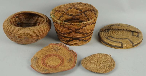 LOT OF 4: WOVEN INDIAN BASKETS.                   