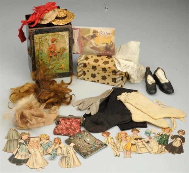 LOT OF ANTIQUE DOLL ACCESSORIES.                  