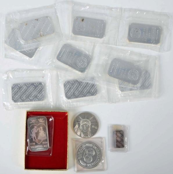 LOT OF .999 SILVER BARS & ROUNDS.                 