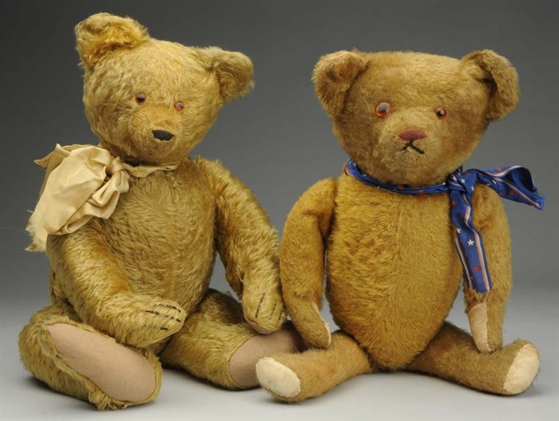 LOT OF 2: LARGE ANTIQUE MOHAIR TEDDY BEARS.       