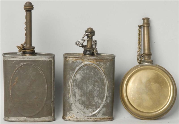 LOT OF 3: EARLY OIL CANS.                         