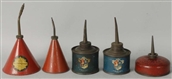 LOT OF 5: SMALL ADVERTISING OIL CANS.             