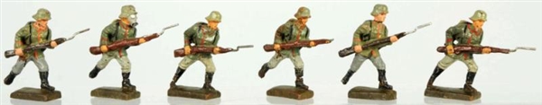 LOT OF 6: ELASTOLIN GERMAN SOLDIERS ATTACKING.    