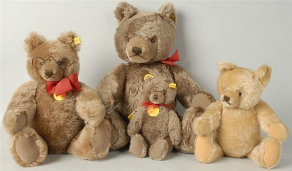 LOT OF 4: ORIGINAL STEIFF TEDDY BEARS.            