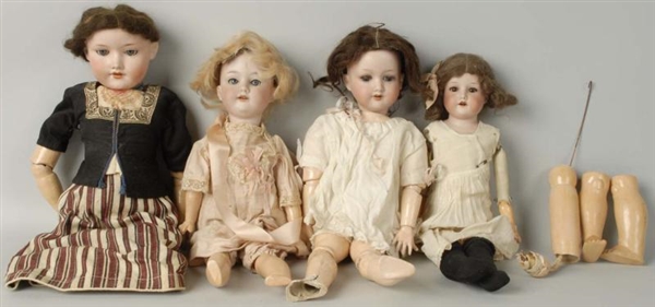 LOT OF 4: A.M. GERMAN BISQUE CHILD DOLLS.         