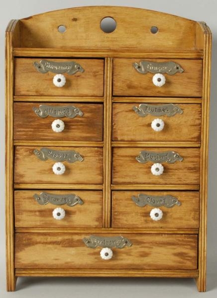 WOODEN 9-DRAWER SPICE CABINET.                    