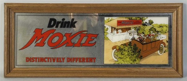 1980S MOXIE REVERSE ON GLASS SIGN.                