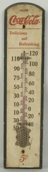 EARLY COCA-COLA WOODEN THERMOMETER.               