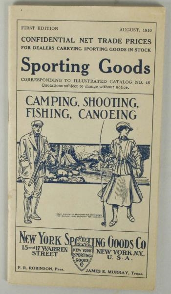 1910 NY SPORTING GOODS WHOLESALE PRICE LIST.      